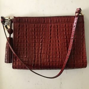 Brahmin Croc Embossed Shoulder bag with tassel